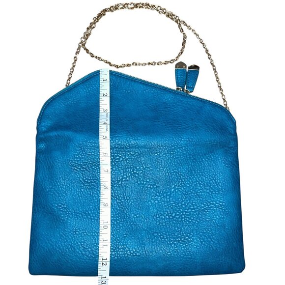 Urban Expressions Stella Clutch | Pebble Blue Vegan Leather | Gold Chain Strap - Picture 8 of 10